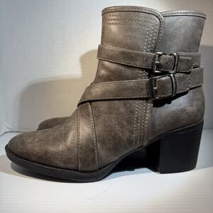 Natural Soul by Naturalizer Zela Gray Ankle Boots Moto Combat Women's Size 8.5 M